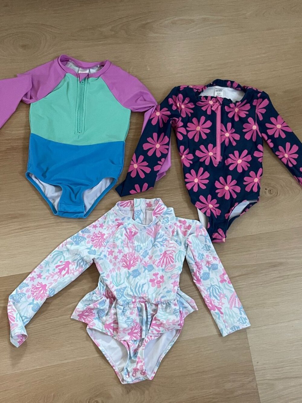 Lot of three 4T Swimsuits - one piece - Cat & Jack, Cynthia Rowley, and Carter's